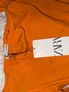 Zara Orange Ribbed Sleeveless Top